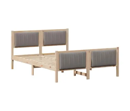 Gultas Rāmis Braun Un Taupe 140 X 190 Cm Priedes Masīvkoks Vidaxl