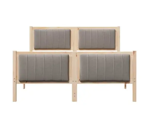 Gultas Rāmis Braun Un Taupe 140 X 190 Cm Priedes Masīvkoks Vidaxl