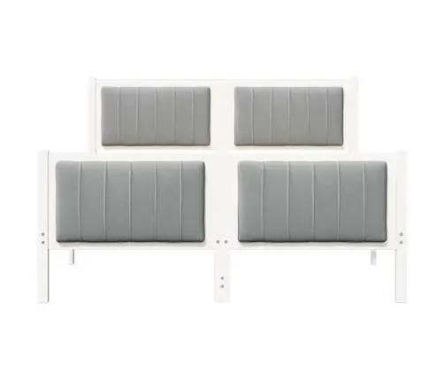 Gultas Rāmis Ar Galvas Klāju Balts Un Gaiši Pelēks 140 X 190 Cm Vidaxl