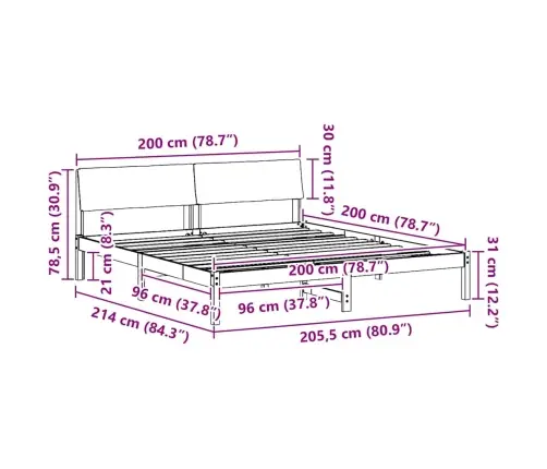 Beti Raam Peaga Pruun Ja Helehall 200 X 200 Cm Männipuit