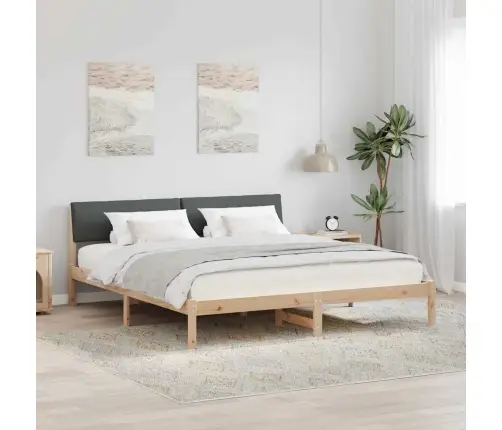 Gultas Rāmis Ar Galvas Klāju Brūns Un Tumši Pelēks 200 X 200 Cm Vidaxl