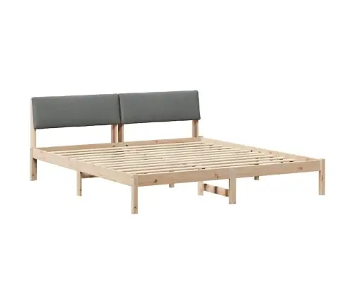 Gultas Rāmis Ar Galvas Klāju Brūns Un Tumši Pelēks 200 X 200 Cm Vidaxl