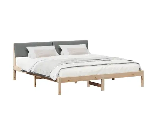 Gultas Rāmis Ar Galvas Klāju Brūns Un Tumši Pelēks 200 X 200 Cm Vidaxl