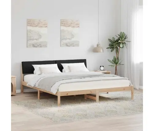 Gultas Rāmis Brūna Un Melna 200 X 200 Cm Priedes Masīvkoks Vidaxl