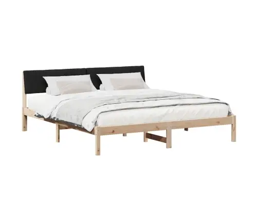 Gultas Rāmis Brūna Un Melna 200 X 200 Cm Priedes Masīvkoks Vidaxl