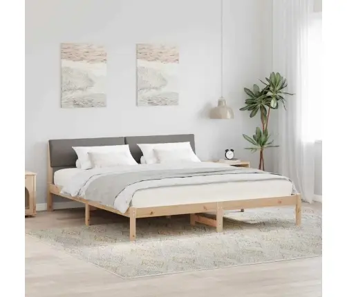 Gultas Rāmis Braun Un Taupe 200 X 200 Cm Priedes Masīvkoks Vidaxl