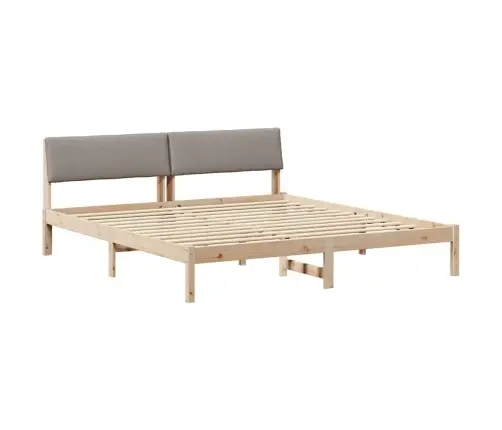 Gultas Rāmis Braun Un Taupe 200 X 200 Cm Priedes Masīvkoks Vidaxl