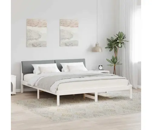 Lovos Rėmas Balta Ir Šviesiai Pilka 200 X 200 Cm Pušies Masyvas