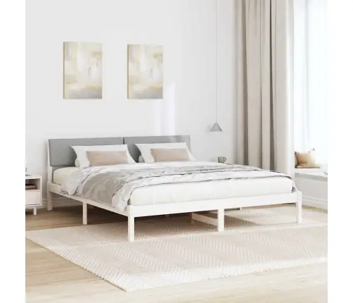 Beti Raam Peaga Valge Ja Helehall 180 X 200 Cm Männipuit