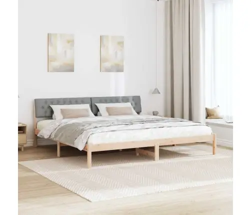 Gultas Rāmis Ar Galvas Klāju Brūna Un Gaiši Pelēka 200 X 200 Cm Vidaxl