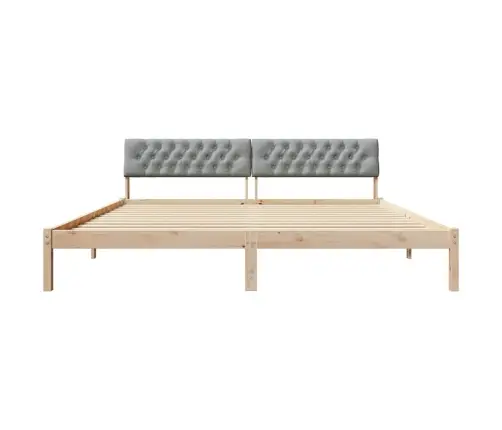 Gultas Rāmis Ar Galvas Klāju Brūna Un Gaiši Pelēka 200 X 200 Cm Vidaxl