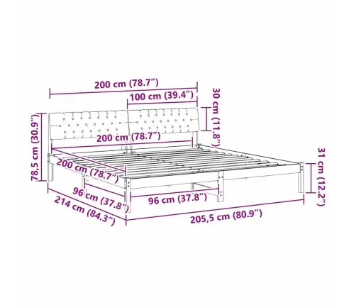 Gultas Rāmis Ar Galvas Klāju Brūna Un Gaiši Pelēka 200 X 200 Cm Vidaxl