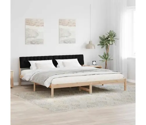 Gultas Rāmis Brūna Un Melna 200 X 200 Cm Priedes Masīvkoks Vidaxl