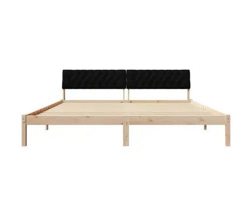 Gultas Rāmis Brūna Un Melna 200 X 200 Cm Priedes Masīvkoks Vidaxl