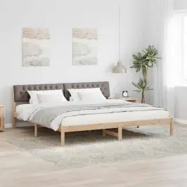 Gultas Rāmis Braun Un Taupe 200 X 200 Cm Priedes Masīvkoks Vidaxl