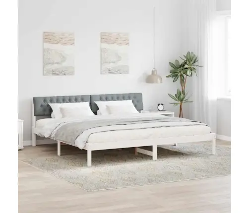 Lovos Rėmas Balta Ir Šviesiai Pilka 200 X 200 Cm Pušies Masyvas