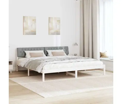 Lovos Rėmas Balta Ir Šviesiai Pilka 200 X 200 Cm Pušies Masyvas