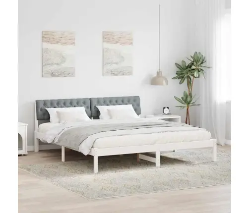 Gultas Rāmis Ar Galvas Klāju Balts Un Gaiši Pelēks 180 X 200 Cm Vidaxl