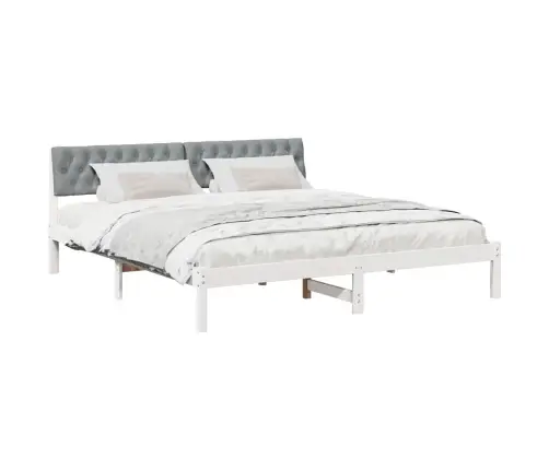 Gultas Rāmis Ar Galvas Klāju Balts Un Gaiši Pelēks 180 X 200 Cm Vidaxl