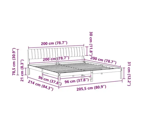 Lovos Rėmas Ruda Ir Šviesiai Pilka 200 X 200 Cm Pušies Masyvas