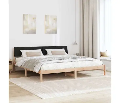 Gultas Rāmis Brūna Un Melna 200 X 200 Cm Priedes Masīvkoks Vidaxl