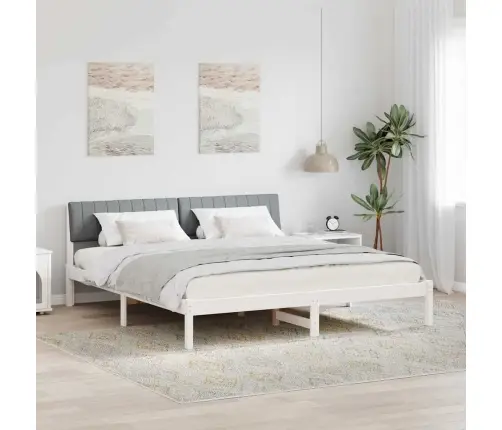 Gultas Rāmis Ar Galvas Klāju Balts Un Gaiši Pelēks 180 X 200 Cm Vidaxl