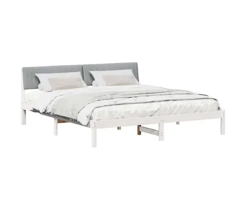 Gultas Rāmis Ar Galvas Klāju Balts Un Gaiši Pelēks 180 X 200 Cm Vidaxl