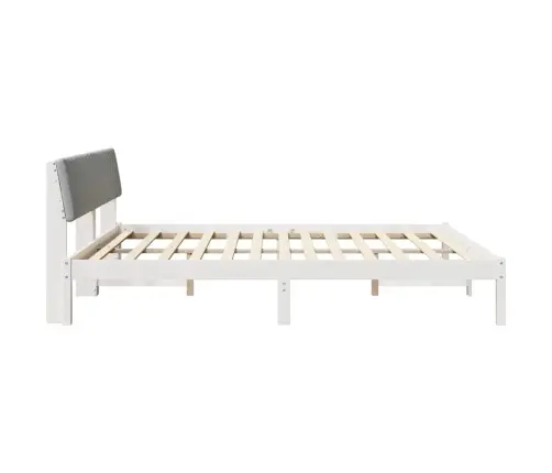 Gultas Rāmis Ar Galvas Klāju Balts Un Gaiši Pelēks 180 X 200 Cm Vidaxl