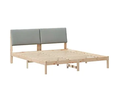 Gultas Rāmis Ar Galvas Klāju Brūna Un Gaiši Pelēka 200 X 200 Cm Vidaxl