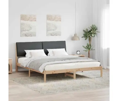 Lovos Rėmas Ruda Ir Tamsiai Pilka 200 X 200 Cm Pušies Masyvas