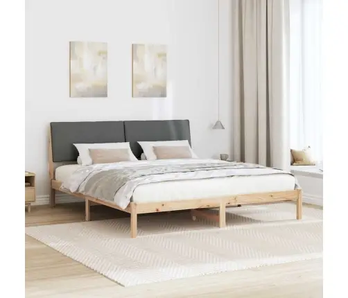 Beti Raam Peaga Pruun Ja Tumehall 180 X 200 Cm Männipuit