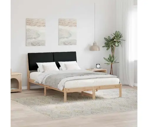 Gultas Rāmis Brūna Un Melna 150 X 200 Cm Priedes Masīvkoks Vidaxl