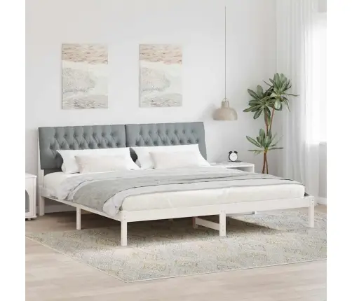 Gultas Rāmis Ar Polsterētu Galvas Balstu Balts 200 X 200 Cm Vidaxl