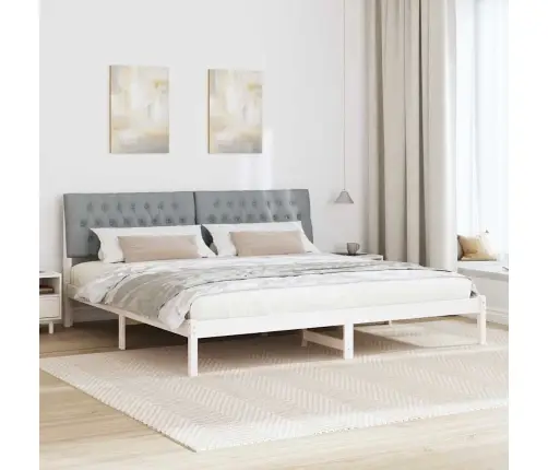 Gultas Rāmis Ar Polsterētu Galvas Balstu Balts 200 X 200 Cm Vidaxl