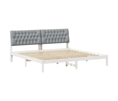 Gultas Rāmis Ar Polsterētu Galvas Balstu Balts 200 X 200 Cm Vidaxl