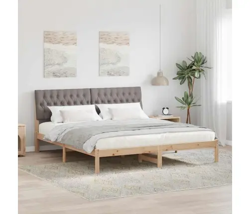 Gultas Rāmis Ar Polsterētu Galvas Balstu Brūna 180 X 200 Cm Vidaxl