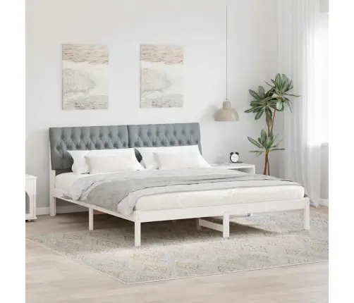 Gultas Rāmis Ar Polsterētu Galvas Balstu Balts 180 X 200 Cm Vidaxl