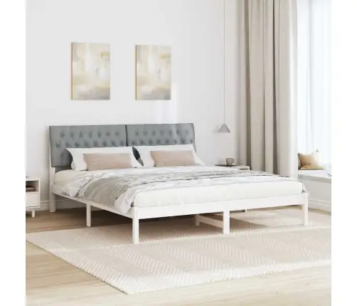 Gultas Rāmis Ar Polsterētu Galvas Balstu Balts 180 X 200 Cm Vidaxl