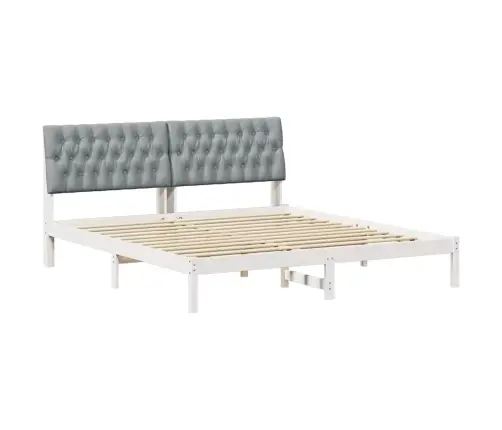 Gultas Rāmis Ar Polsterētu Galvas Balstu Balts 180 X 200 Cm Vidaxl