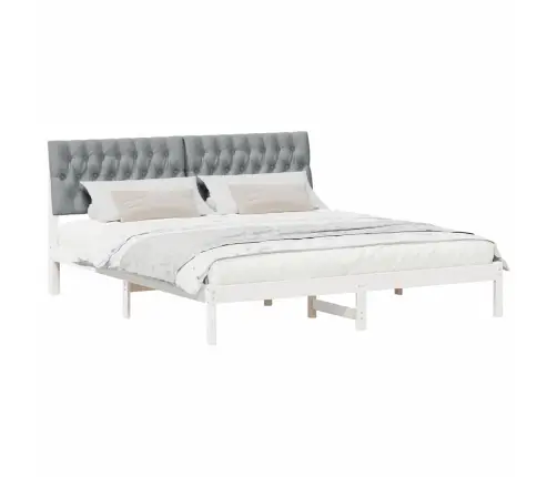 Gultas Rāmis Ar Polsterētu Galvas Balstu Balts 180 X 200 Cm Vidaxl