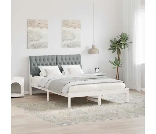 Gultas Rāmis Ar Polsterētu Galvas Balstu Balts 160 X 200 Cm Vidaxl