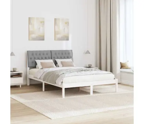 Gultas Rāmis Ar Polsterētu Galvas Balstu Balts 160 X 200 Cm Vidaxl