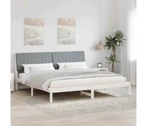 Gultas Rāmis Ar Galvas Klāju Balts 200 X 200 Cm Audums Vidaxl