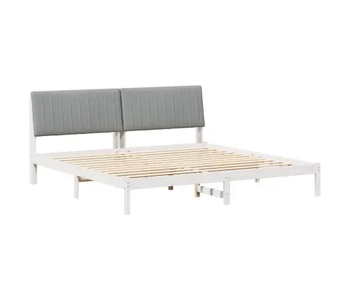 Gultas Rāmis Ar Galvas Klāju Balts 200 X 200 Cm Audums Vidaxl