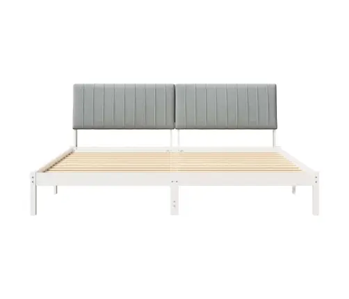 Gultas Rāmis Ar Galvas Klāju Balts 200 X 200 Cm Audums Vidaxl