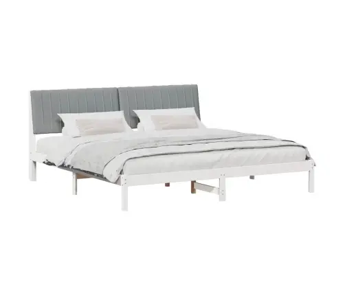 Gultas Rāmis Ar Galvas Klāju Balts 200 X 200 Cm Audums Vidaxl