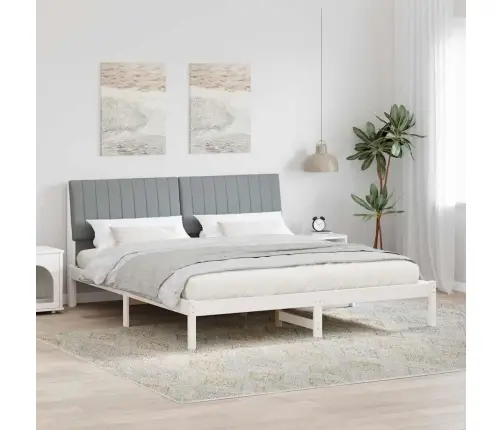 Gultas Rāmis Gaiši Pelēks 180 X 200 Cm Ciets Priedes Koks Vidaxl