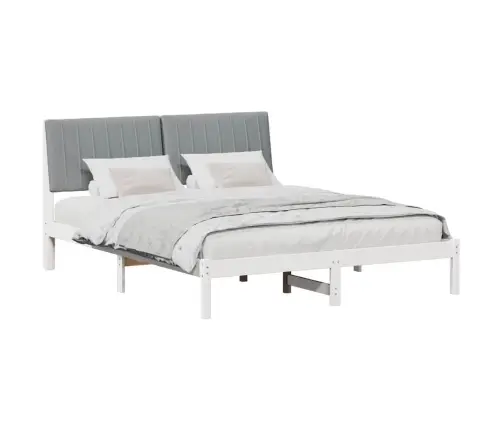 Gultas Rāmis Ar Galvas Klāju Balts 160 X 200 Cm Audums Vidaxl