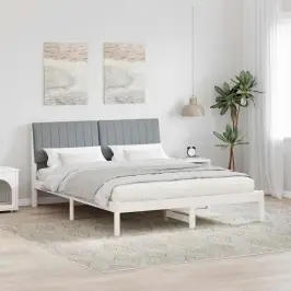 Gultas Rāmis Ar Galvas Klāju Balts 150 X 200 Cm Audums Vidaxl Gultas Rāmis Ar Galvas Klāju Balts 150 X 200 Cm Audums Vidaxl