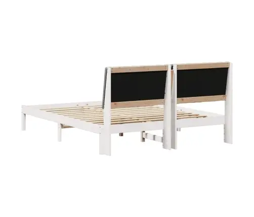 Voodi Raam Peaga Valge 150 X 200 Cm Tahke Mänd